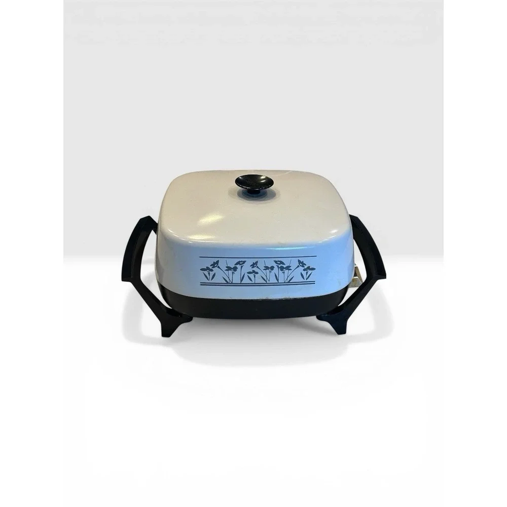 VTG West Bend BLUE FLOWER 72616  Electric Griddle Skillet Fryer‎ Works Great 11